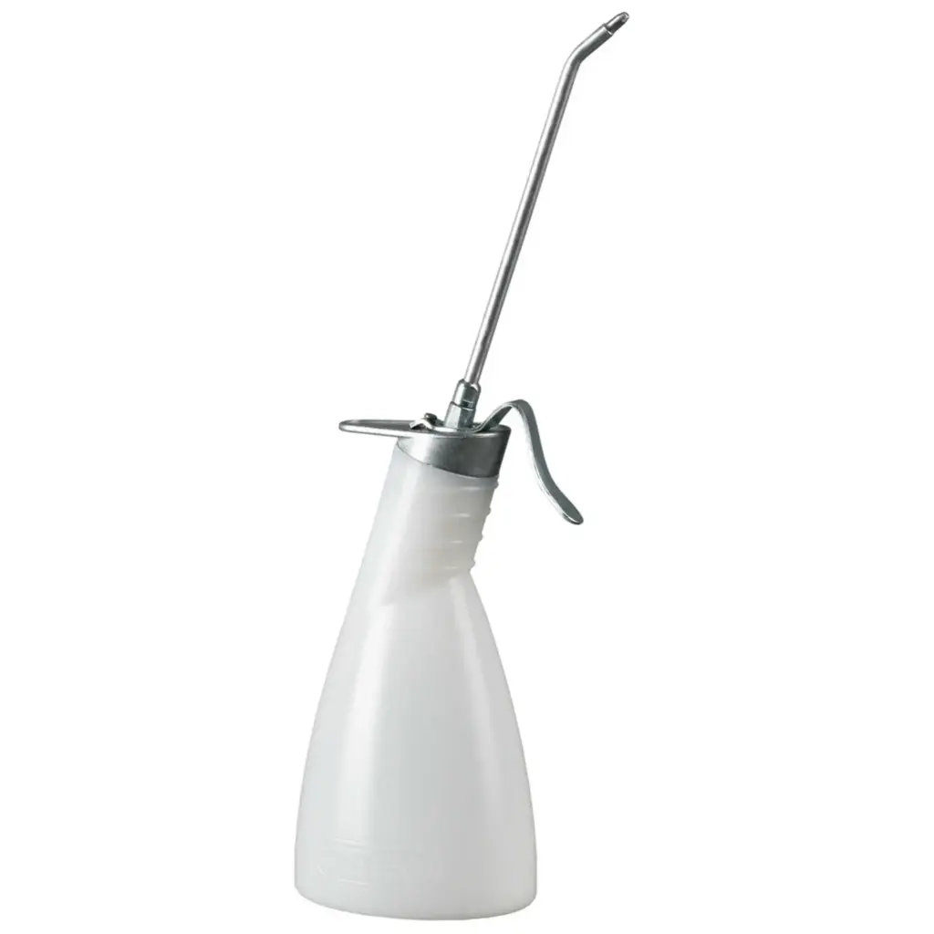 6 Stück Werkstattöler-300 ml-Polyethylen-weiß-EWMessingpumpe einfach wirkend-Spritzrohr-165 mm im Karton